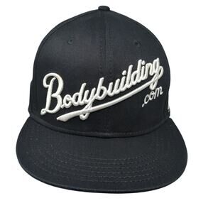 Bodybuilding.com Snapback Hat Black One Size Adjustable Embroidered 6 Panel
